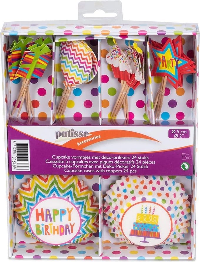 Patisse Cupcakevormen Party Met Prikkers 5 Cm Papier 24 Stuks