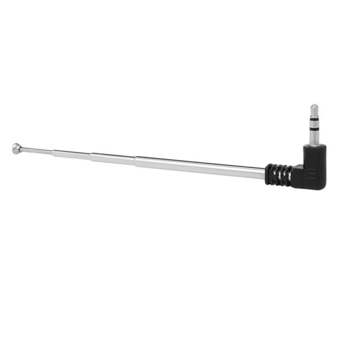 FM-radioantenne 3,5 mm intrekbare antenne 4 secties L-vorm 240 mm antenne zilver
