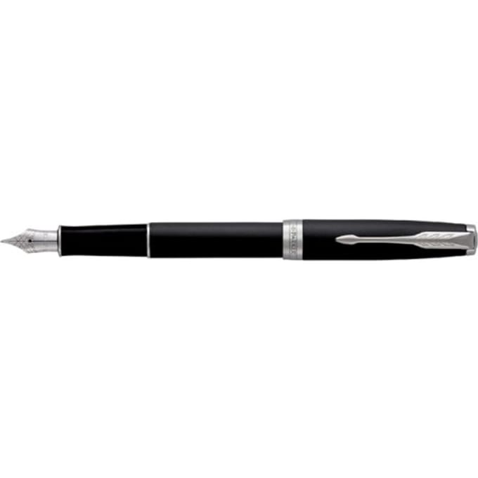 Parker Sonnet-vulpen | Matzwart met palladium rand | Medium penpunt | Cadeauverpakking