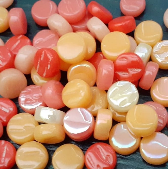 Darling Dotz Rood/Oranje Rond 8mm Glas Mozaiek Steentjes 250 gram