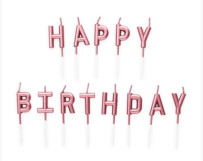 Wefiesta - Candle set 'Happy Birthday Rose gold
