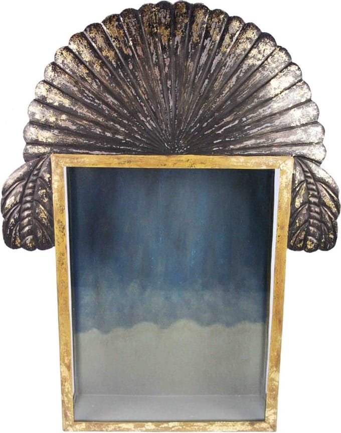 Wandkastje metaal blauw/goudkleur 46x12,5x60cm