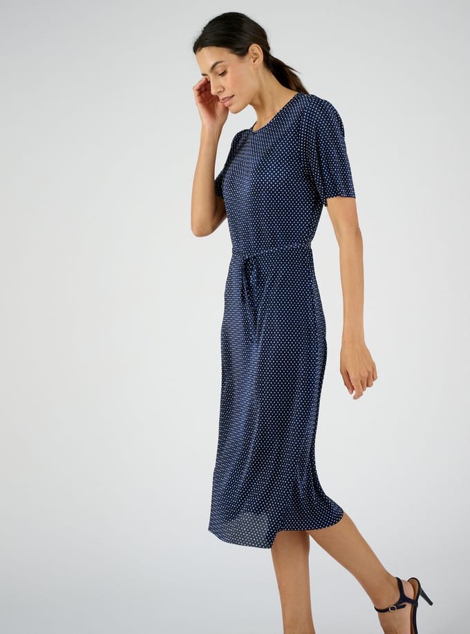 Damart - Stippenjurk met vaste plooi - Dames - Blauw - S