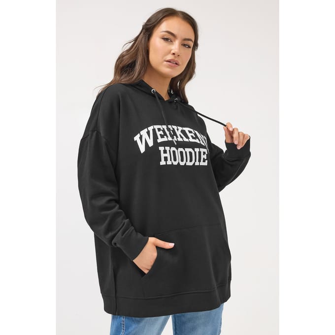 Yours Zwart 'Weekend Hoodie' Hoodie Size 44