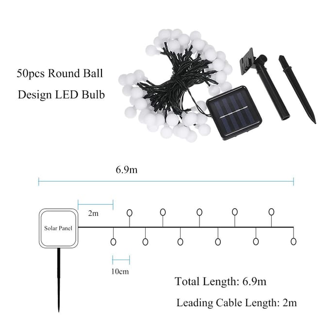 Tomshine Solar Powered 50 LED's String Light IP44 Waterbestendige Buiten Hangende Fairy Lights Huis warm light beige