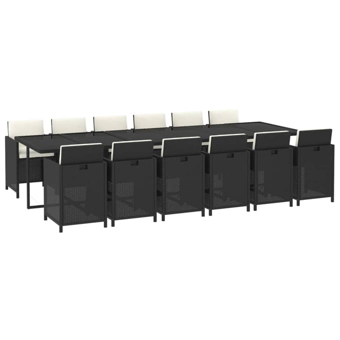 vidaXL - 13-delige - Tuinset - met - kussens - poly - rattan - zwart