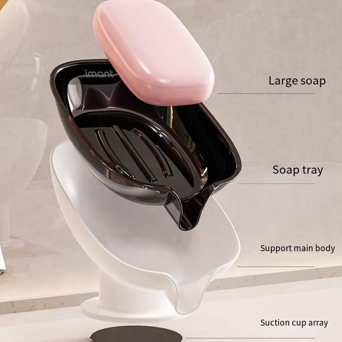 Porte-savon ovale élégant – Plastique durable, design auto-drainant, parfait pour une utilisation dans la salle de bain noir