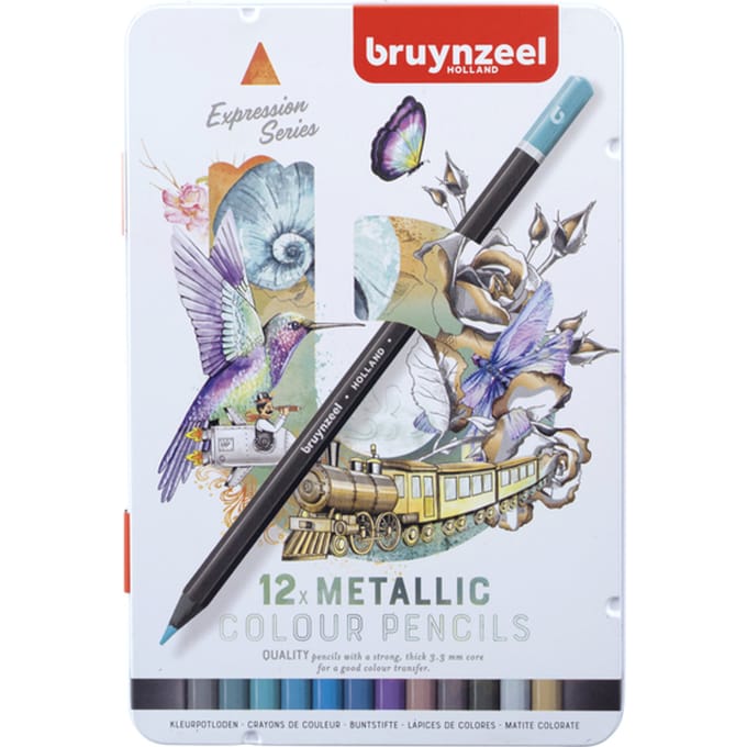 Bruynzeel Expression Coloured Pencils Metallic Shades Tin 12