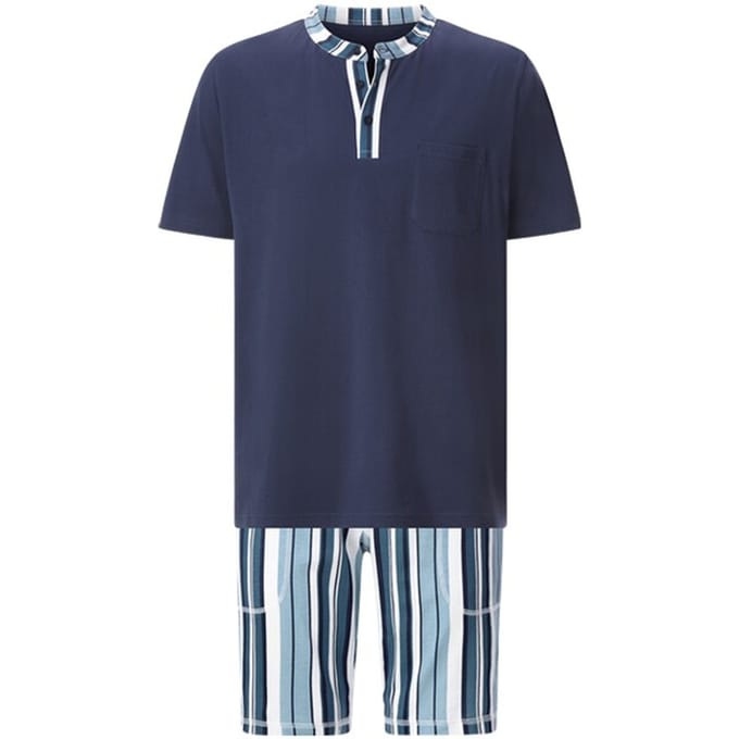 Jan Vanderstorm herren Korte Pyjama - 48/50 - blauw - Plus Size