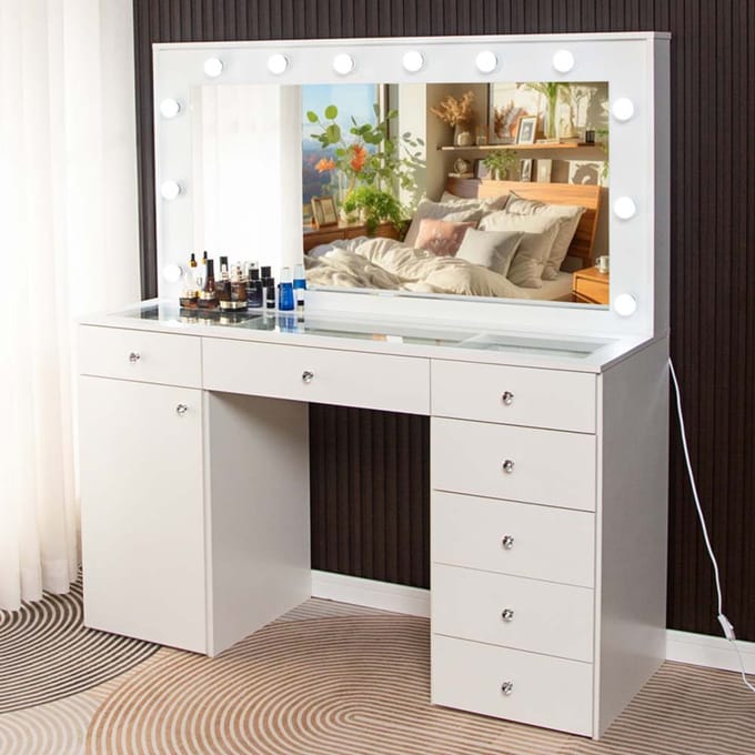 Milton & Oldbrook Kaptafel met LED-verlichting Erice Wit