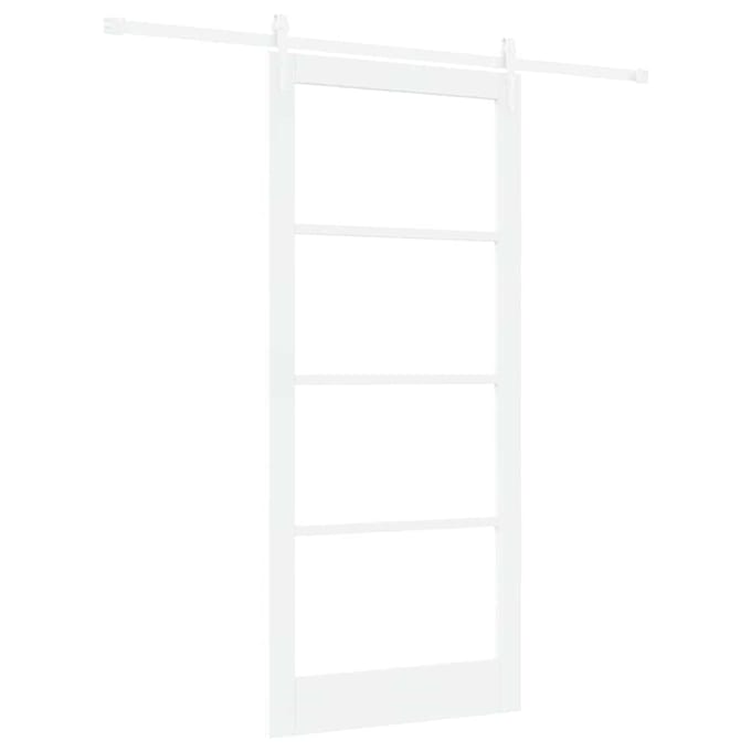 vidaXL - Schuifdeur - 93 - x - 211 - cm - Massief - grenenhout - en - glas - Wit
