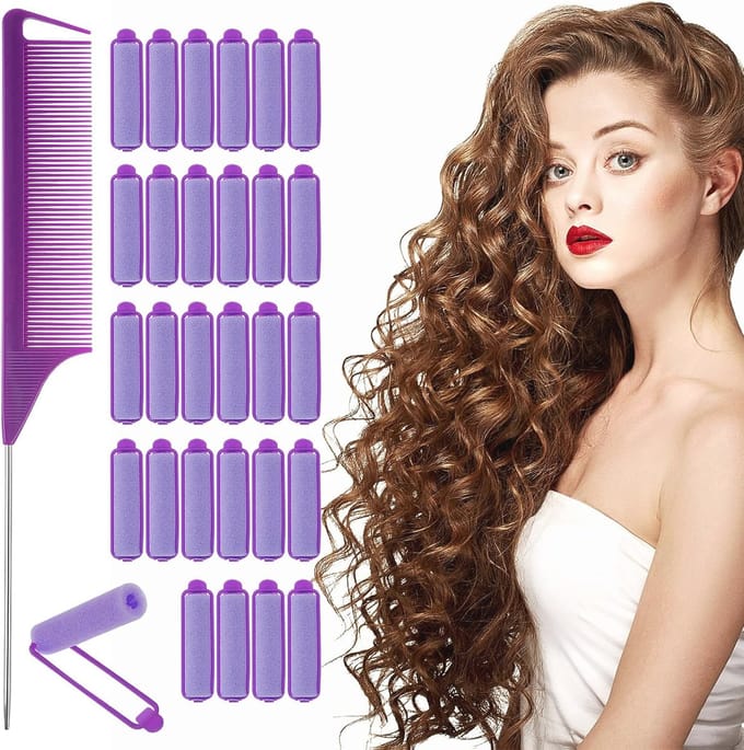 Set van 29 Zelfgrip Haarrollen voor Krullen - Ideaal voor Lang, Halflang en Kort Haar