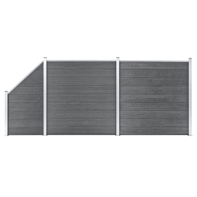 vidaXL - Schuttingset - 2 - vierkant - en - 1 - schuin - 446x186 - cm - HKC - grijs