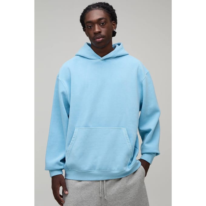 Oversized Gewassen Hoodie Met Capuchon | Light Blue | Size Large