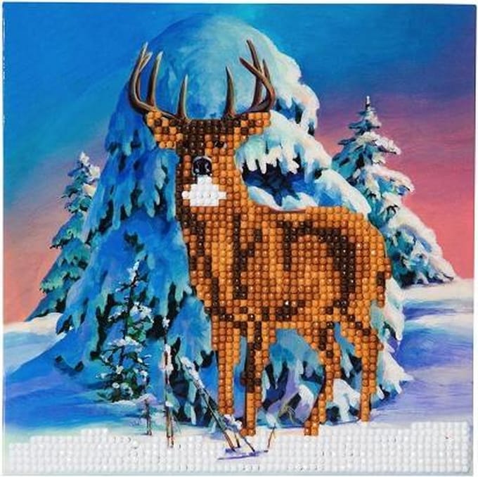 Craft Buddy Diamond Painting Crystal Card Kit - Winter stag - 18x18 cm