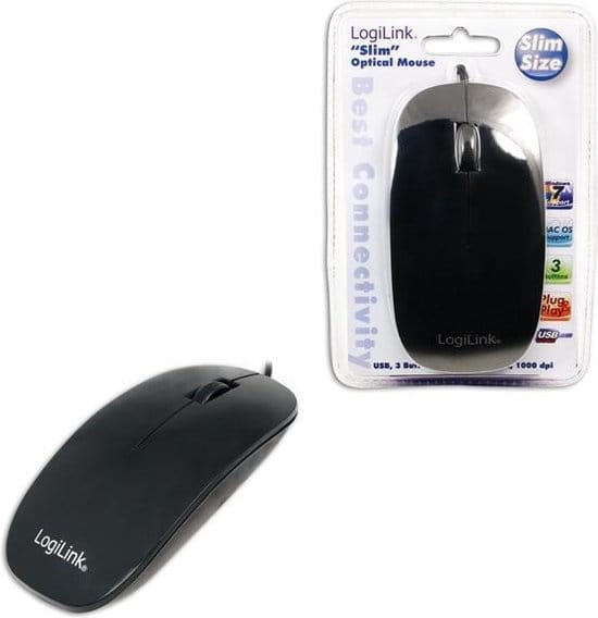 LogiLink ID0063 muis USB Optisch 1000 DPI Ambidextrous Zwart