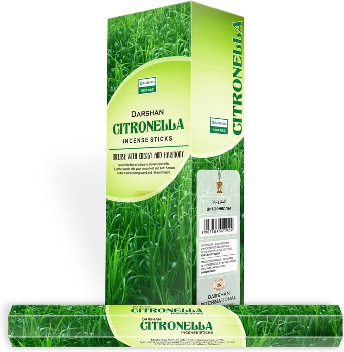 Darshan - citronella wierook - muggen wierook - hexa - doos 6 stuks