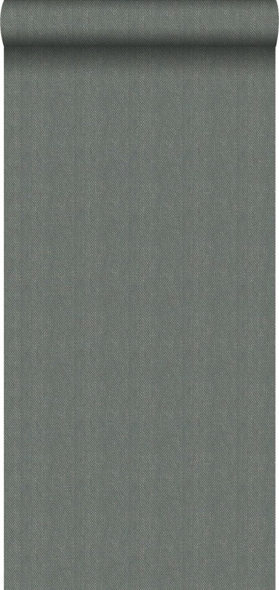 Origin Wallcoverings behang geweven visgraat-motief groen grijs - 53 cm x 10.05 m - 347660