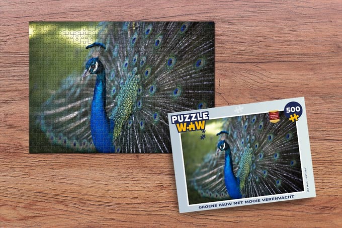 Puzzel Pauw - Vogels - Blauw - Legpuzzel - Puzzel 500 stukjes