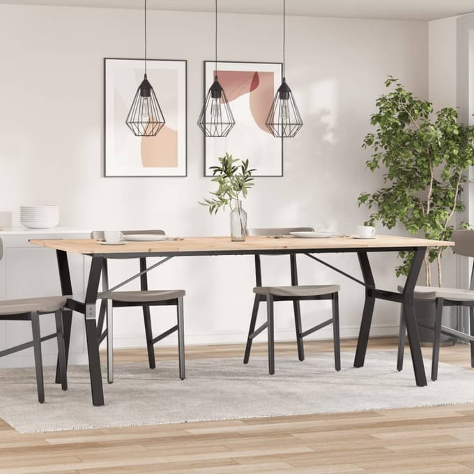 vidaXL - Eettafel - Y-frame - 200x100x75 - cm - massief - grenenhout - en - staal