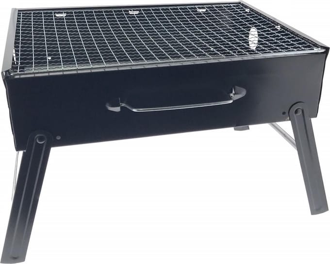 Benson Compacte barbecue met handvat - draagbaar - 35 x 27 x 20 cm - zwart