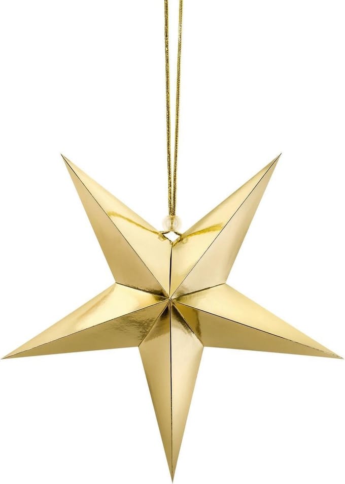PartyDeco - Hanger Glimmende Ster Goud (30 cm)