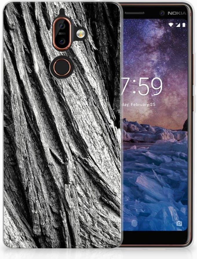 Bumper Hoesje Nokia 7 Plus Boomschors Grijs