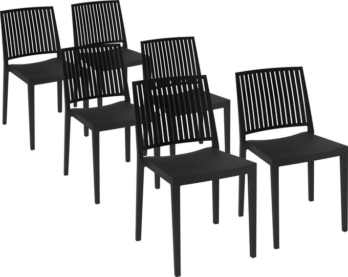 Terrasstoel Bars (set van 6) - zwart - stapelbaar