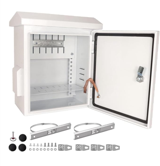Elektrische Buitenbox - Waterdichte Behuizing - Apparatuur Beschermen - Dubbel Hellend Dak - 40x30x20 cm - Wit