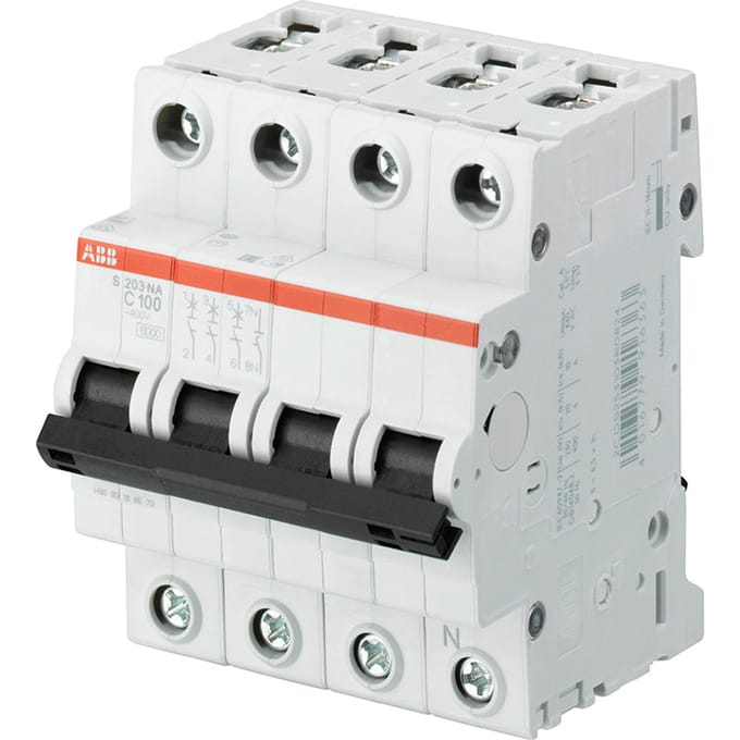 Abb S203 3P+N 80A C-Curve Aardlek 6kA - 2CDS253103R0804 - E3X9V