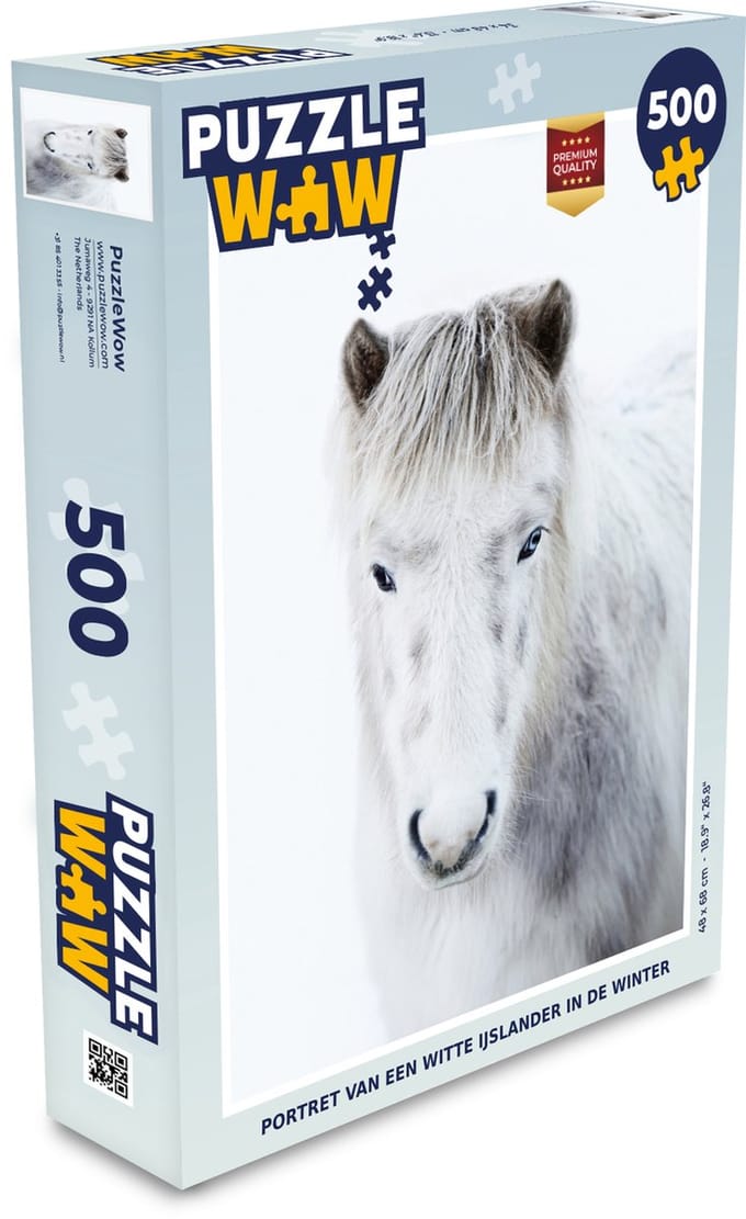 Puzzel Paard - Sneeuw - Wit - Legpuzzel - Puzzel 500 stukjes