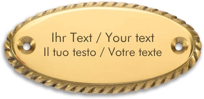 Messing Bord - Gravure Plaatje - Naam Weergeven - Decoratieve Rand - 99 x 46 mm - Messingkleur
