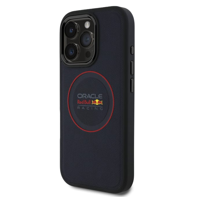 Red Bull Racing Meshed PU Leather Backcover geschikt voor MagSafe geschikt voor iPhone 16 Pro Max - Navy