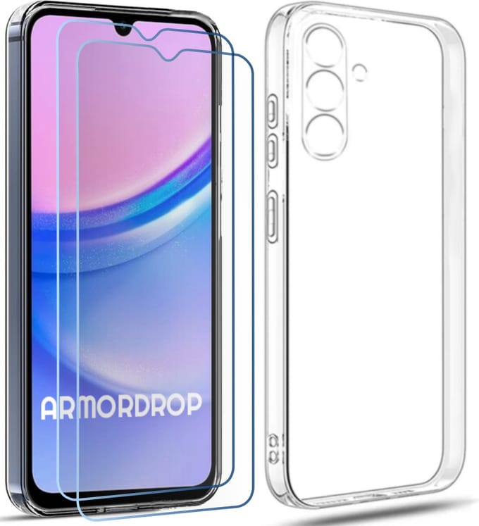 ArmorDrop Transparant Hoesje Inclusief 2x Screenprotector Geschikt Voor Samsung A15