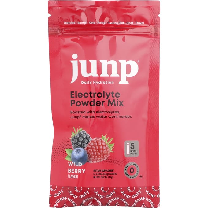 JUNP Hydratatie, Elektrolyten Poedermix, Wilde Bes, 5 Stick Packs, 3,8g (0,13 oz) Elk