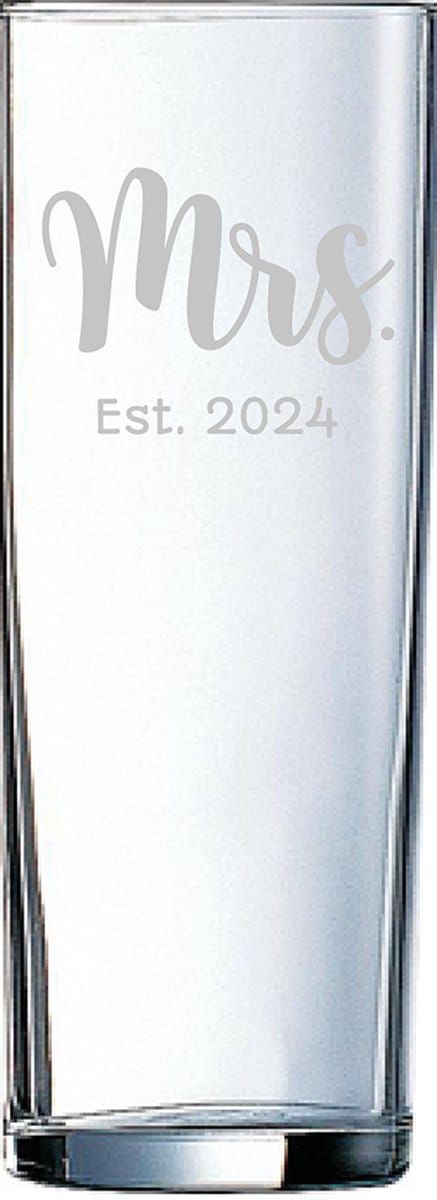 Gegraveerde longdrinkglas 31cl Mrs. Est. 2024