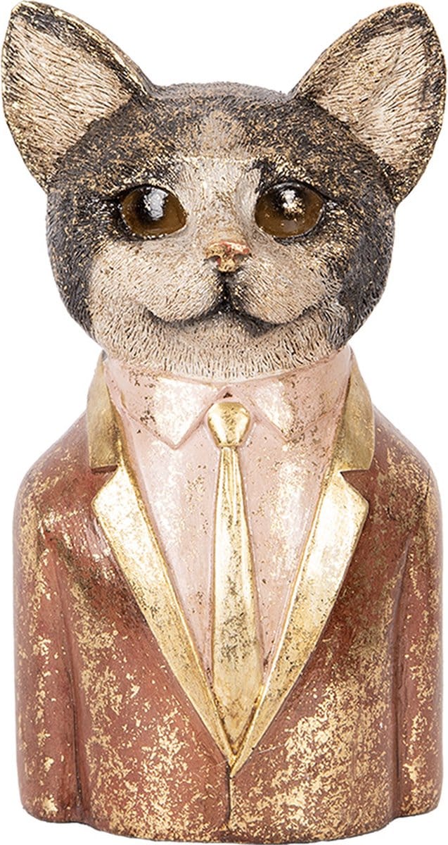Clayre & Eef Decoratie Beeld Kat 23 cm Bruin Kunststof