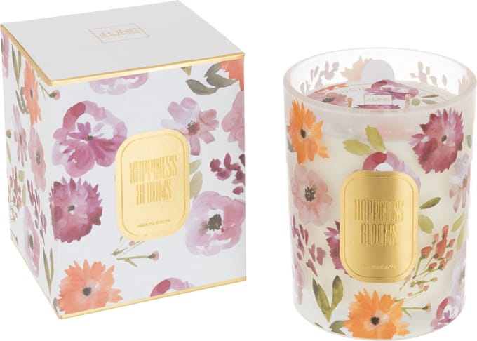 J-Line geurkaars Happiness Blooms - Mimosa & Rose - glas - wit - large - 70U