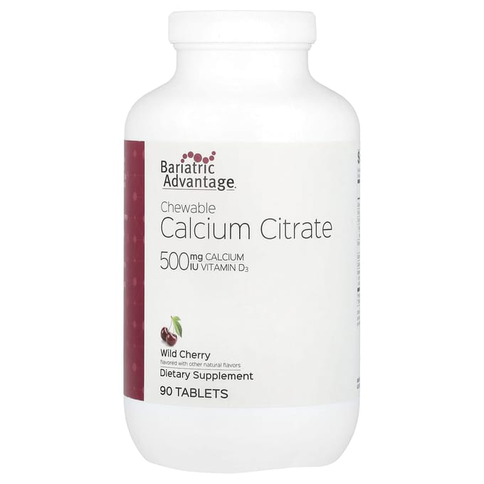 Bariatric Advantage, kauwtabletten met calciumcitraat, wilde kers, 90 tabletten