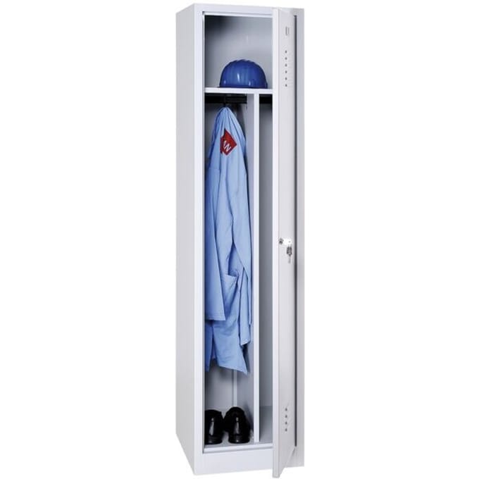 Kledinglocker, 1 deur, B 400 x H 1800 mm cilinderslot, lichtgrijs