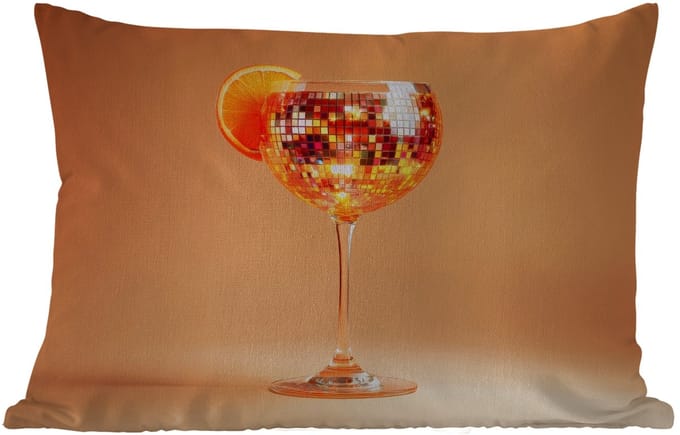 Buitenkussens - Drank - Oranje - Glitter - Disco - 60x40 cm - Weerbestendig
