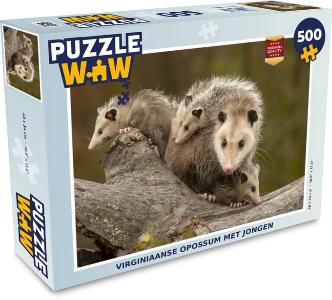 Puzzel Virginiaanse opossum met jongen - Legpuzzel - Puzzel 500 stukjes