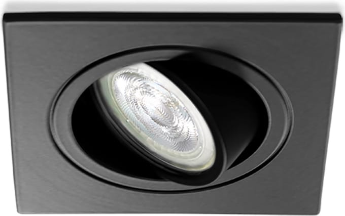 LED inbouwspot Walid -Vierkant Zwart -Warm Wit -Niet Dimbaar -2.7W -Philips LED