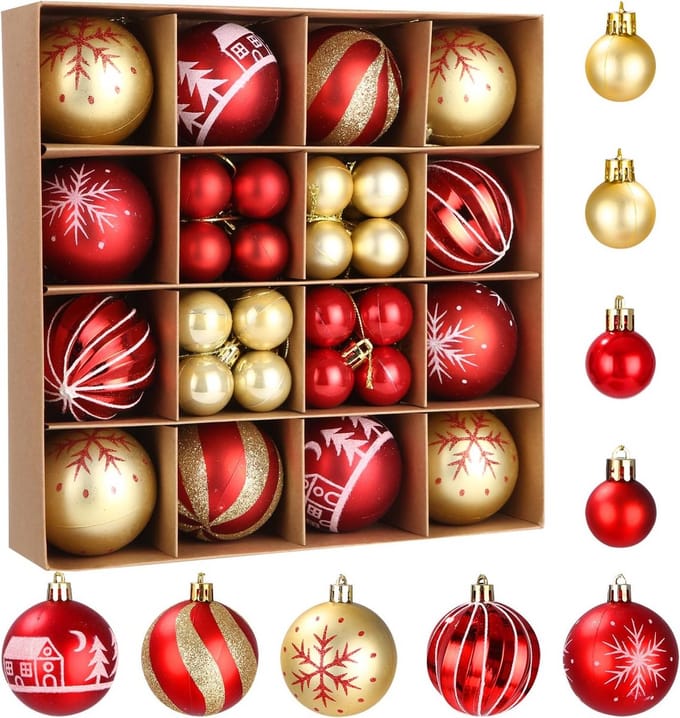 44x Kerstballen Roségoud 6 cm Glitter Onbreekbaar Kerstboom Decoratie Set