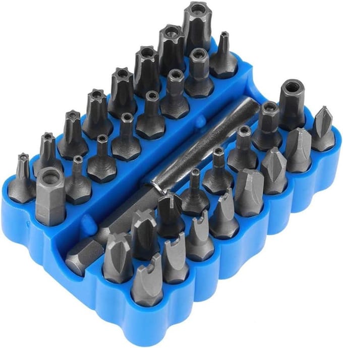 Schroevendraaierbitset - Precisie Bits - Apparaten Repareren - 33 Delige Set - 32 Types - Chroom