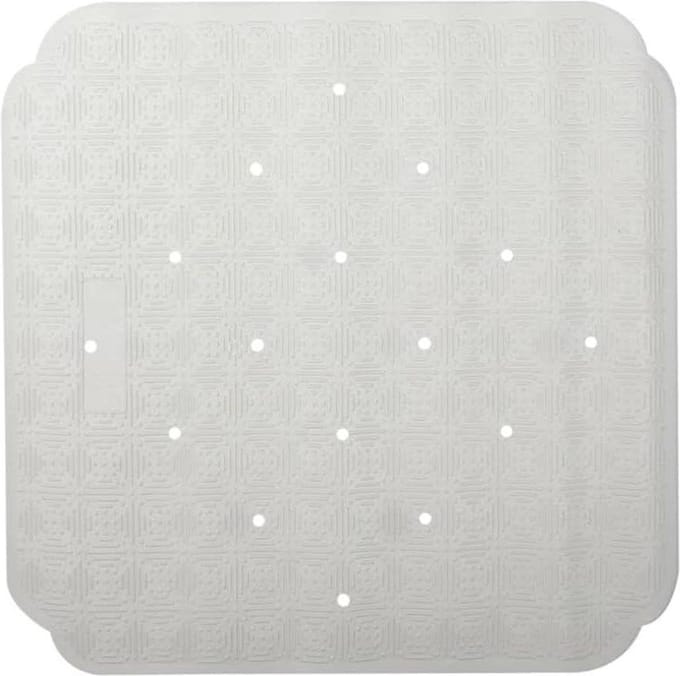 Ruby badmat - antibacterieel - antislip - zuignappen - wit - 53 x 53 cm - natuurlijk rubber