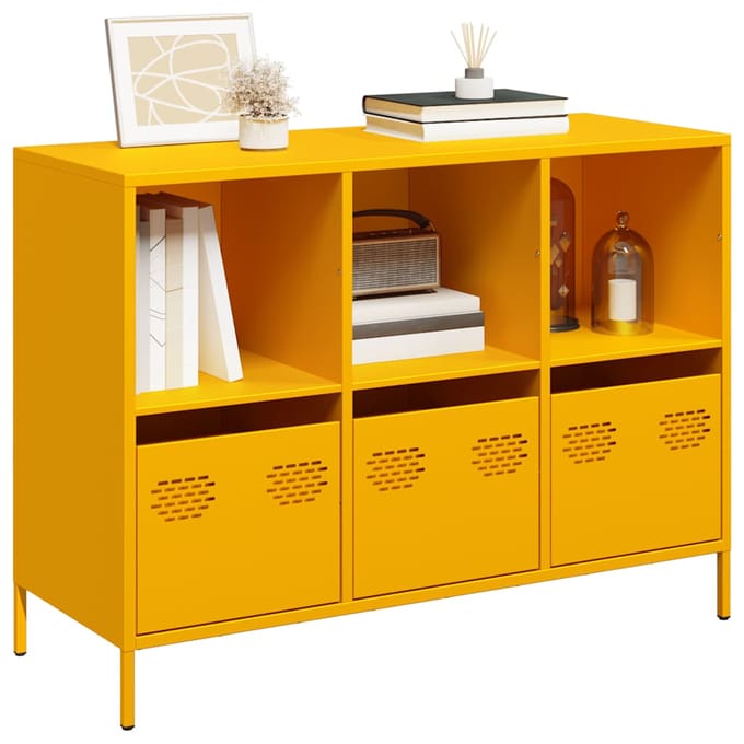 vidaXL - Dressoir - 101,5x39x73,5 - cm - koudgewalst - staal - mosterdgeel