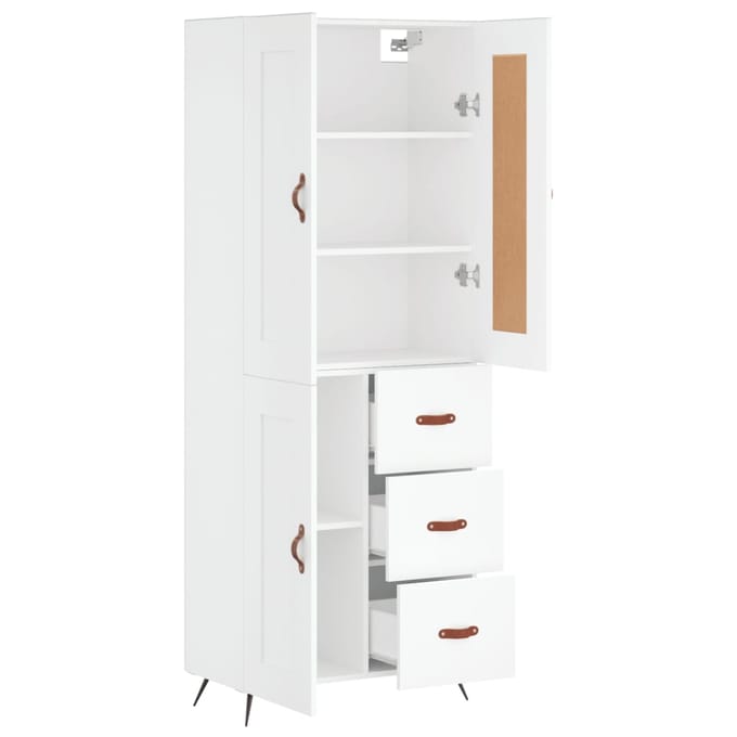 vidaXL - Hoge - kast - 69,5x34x180 - cm - bewerkt - hout - wit