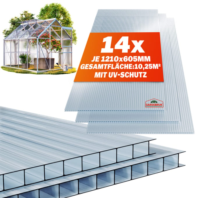 Gardebruk 14x Polycarbonaat Platen – 4mm UV-bestendig – 10,25m²