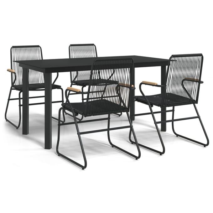 vidaXL - 5-delige - Tuinset - PVC-rattan - zwart